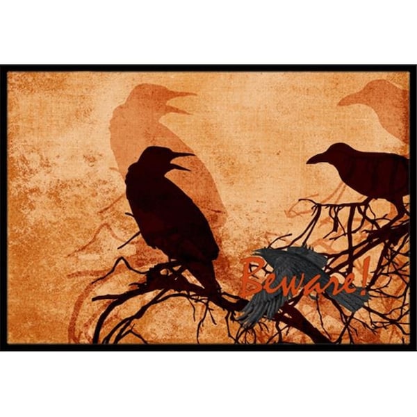 Carolines Treasures Carolines Treasures SB3009JMAT 36 x 24 in. Beware of the Black Crows Halloween Indoor Or Outdoor Doormat SB3009JMAT - main